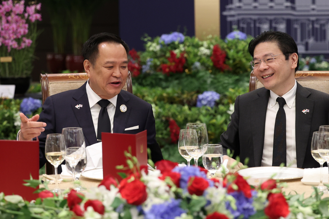 PM Wong and the Prime Minister of Thailand Anutin Charnvirakul at the official lunch in Singapore
